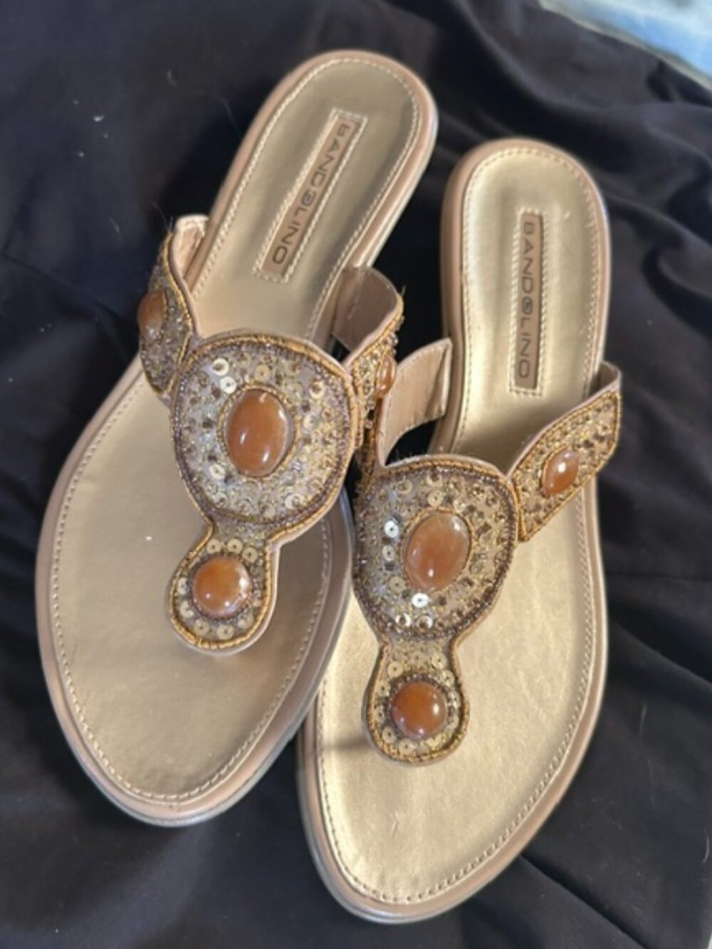 size 81/2 8.5 womens gold bling shoes sandals 8 1/2 eight - Picture 1 of 8